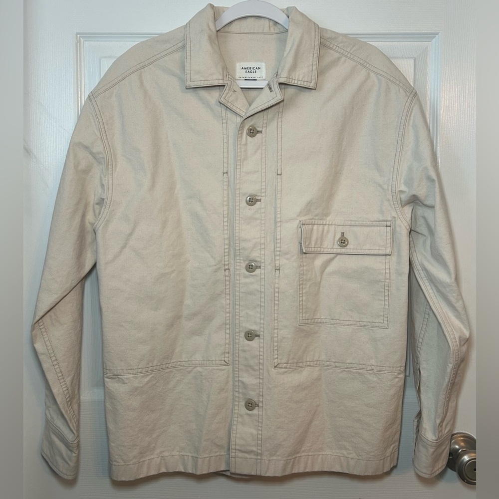 American Eagle Men’s Utility Shirt Jacket- Chalk/ Size Medium